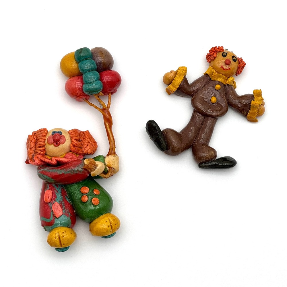 Vintage Clown Figurine Lot 2 Kitsch Retro Circus Decor